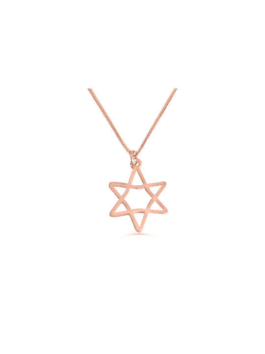 שרשרת זהב חלול מגן דוד פשוט, מתנות חתונה יהודיות, ישר